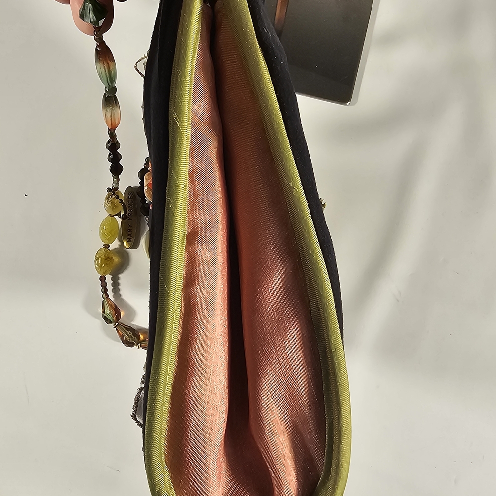 Embroidered Drawstring Bag with Beaded Strap - Picture 10 of 15